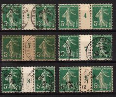 France - 6 x Millésimes - 1907-1914 - Semeuse 5c - YT137