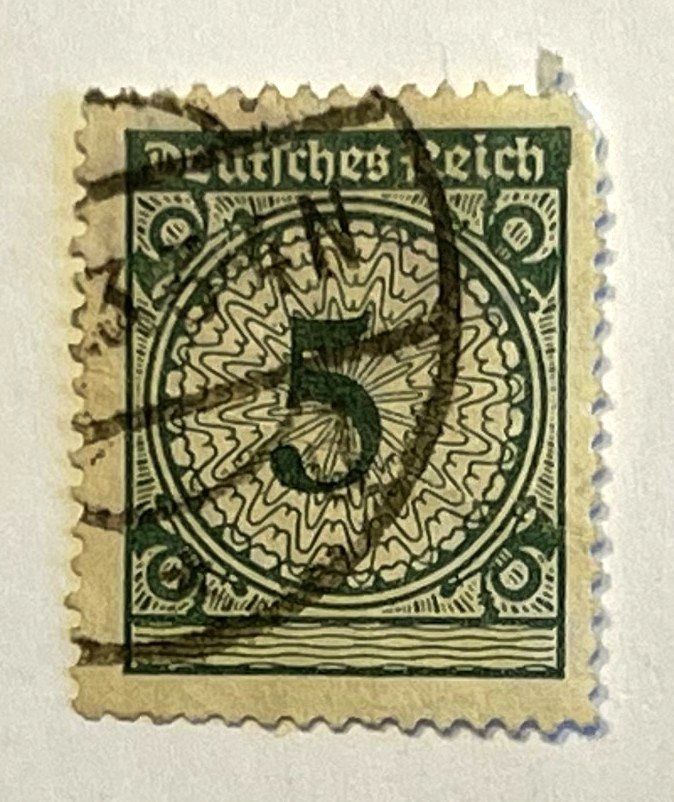 Tutti i francobolli: Deutsches Reich 5 Mark Briefmarke – Usato da Oftringen venduto da Vucki