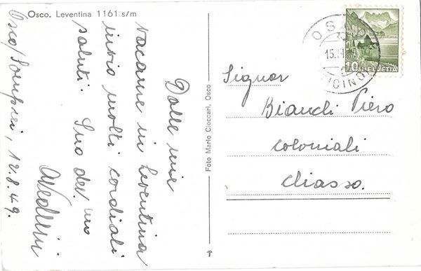 Cartoline postali: Osco (Leventina) vista generale – Usato da Olten venduto da clotaldi 1