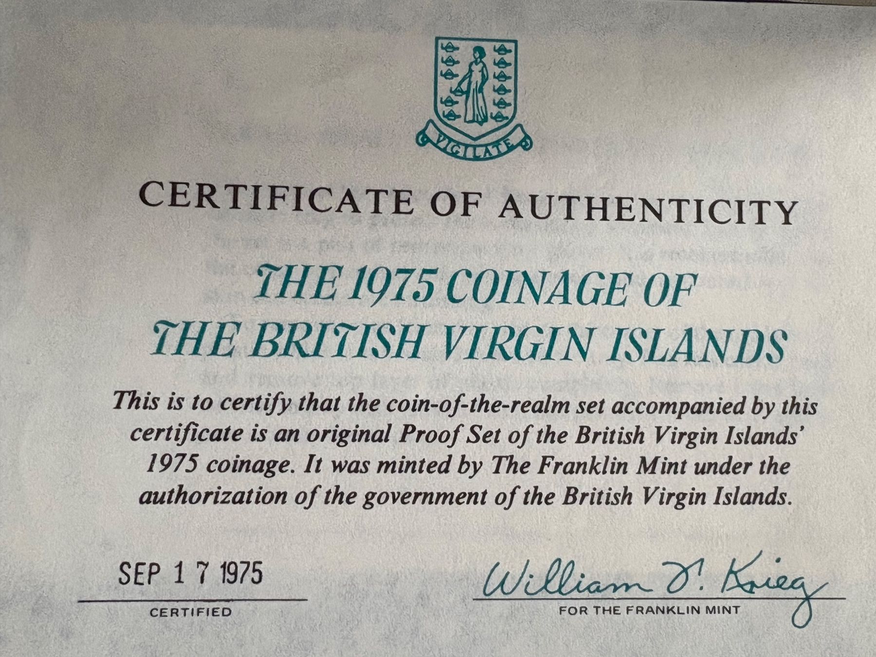 Tutti le monete: Virgin Island Münzsatz 1975 Silber – Nuovo e nell'imballaggio originale da Zürich venduto da mysilvercoin 3