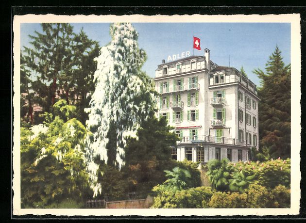 Cartoline postali: Lugano, Adler Hotel, Erica Schweizerhof, – Usato da Berlin venduto da bartko-reher