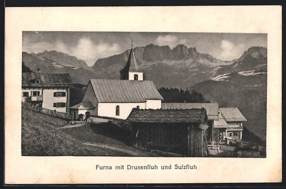 Ansichtskarten: Furna, Teilansicht mit Kirche gegen Drus – Gebraucht aus Berlin von bartko-reher