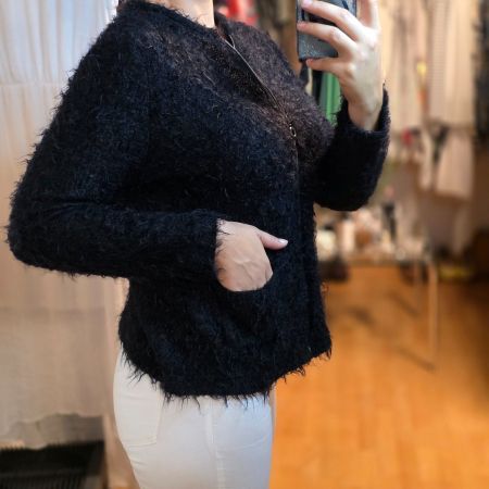 Frank Walder Jacke 46 fällt M Schwarz Flauschig