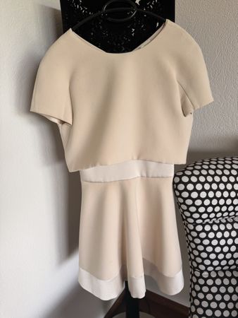 Maje Cream Lace Trim Skater Dress Size 2 