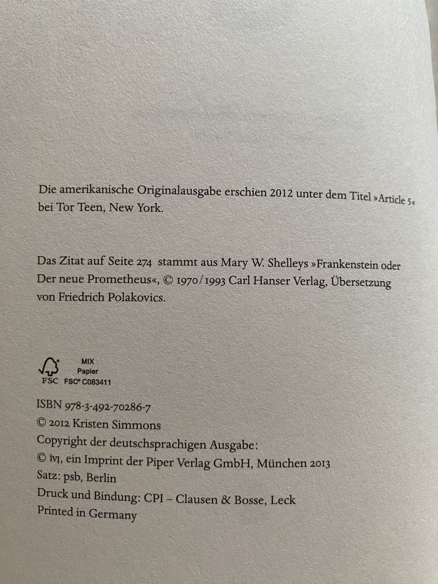 Libri: Artikel 5 - Kristen Simmons – Usato da Schwarzenburg venduto da Michellu 6