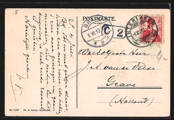 Cartoline postali: Interlaken, Schiffkanal mit Dampfschiff, – Usato da Berlin venduto da bartko-reher 1