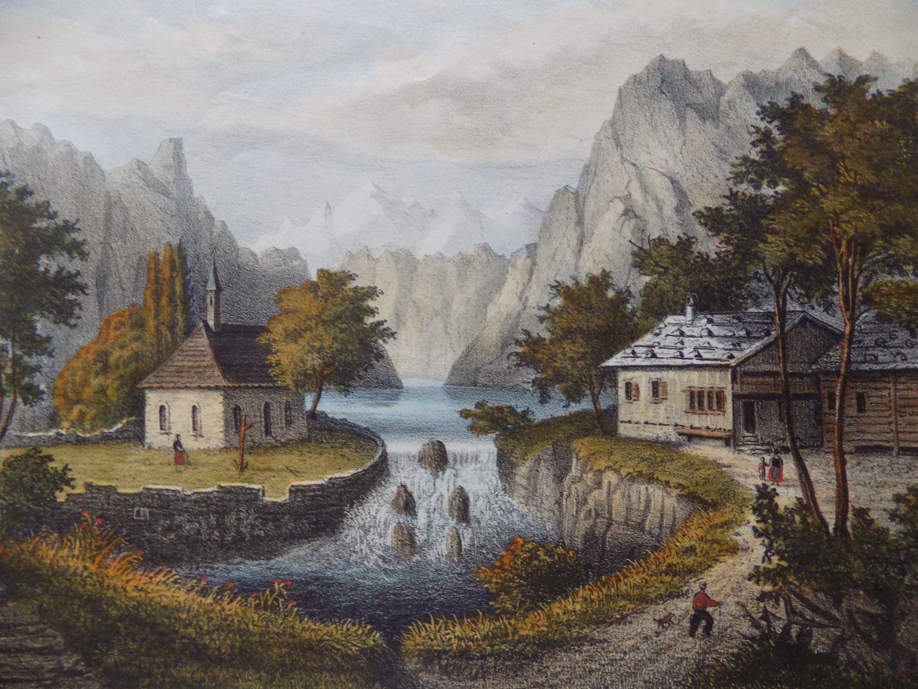 Gravures: In Graubünden kolorierte Lithographie Wenzel – D'occasion à Risch par Antikfee 1
