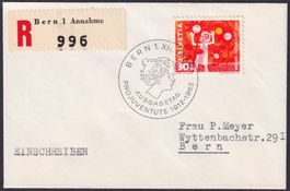 1962, J196, attraktiver Kleinbrief mit ET-Stempel von Bern