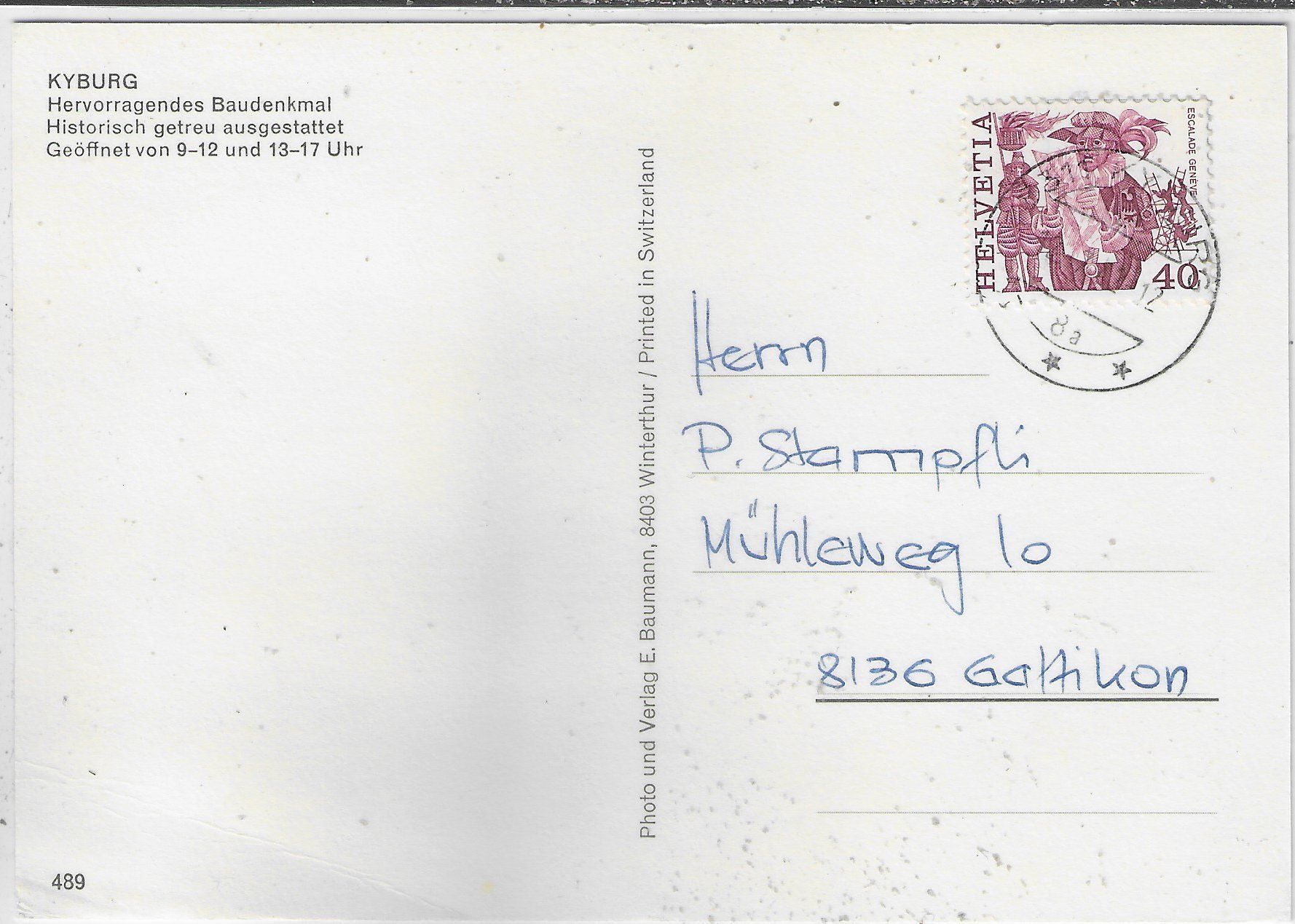 Cartoline postali: Flugaufnahme Kyburg – Usato da Ettingen venduto da Kartenplanet 1