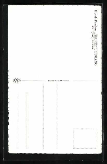 Cartoline postali: AK Lugano, Hotel-Pension Select – Usato da Berlin venduto da bartko-reher 1
