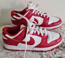 Damen Sneakers 38.5 Nike Dunk Low, Leder, rot-weiss