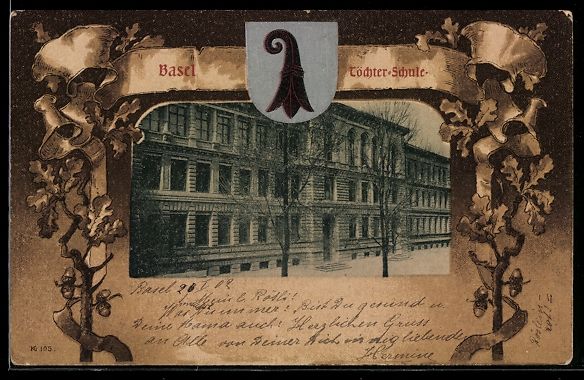 Cartoline postali: Basel, Töchter-Schule im Passepartout m – Usato da Berlin venduto da bartko-reher