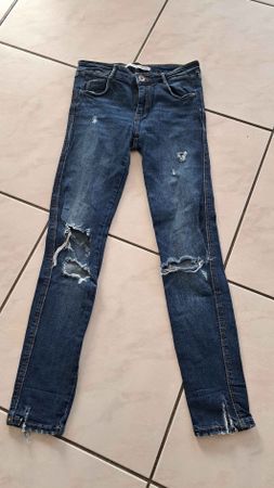 Jean ZARA bleu denim coupe droite état neuf