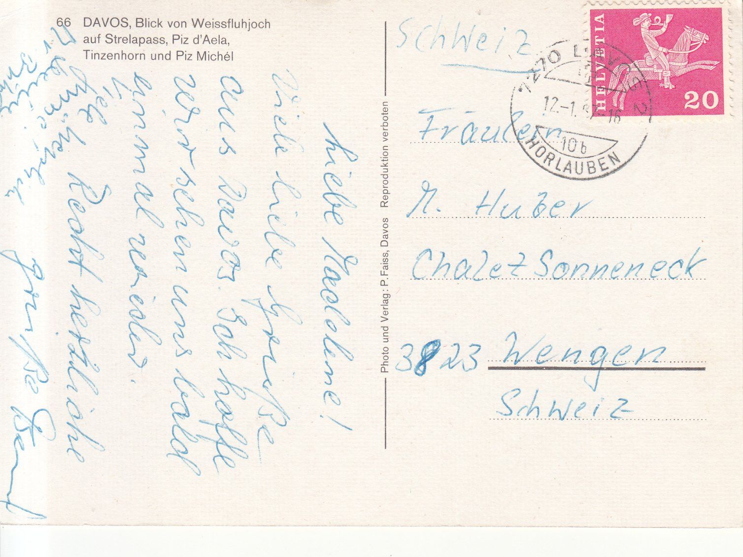 Cartoline postali: Weissfluhjoch Aussicht 1967 – Usato da Bürglen TG venduto da StampGraf 1