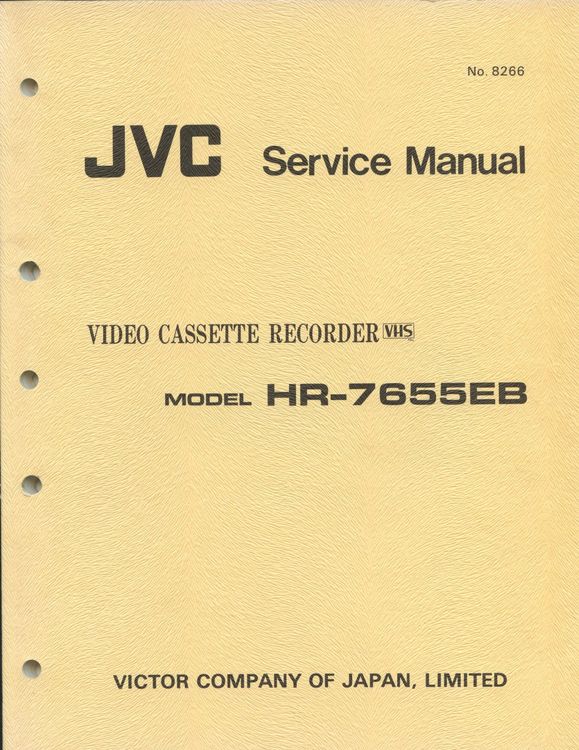 JVC Videorecorder ServiceManuals aus 1983 / 1985 / 1991 Kaufen auf