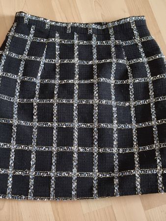 Schicker Tweed Minirock Gr. 36 schwarz/weiss kariert