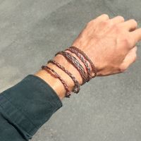 5 x Kupfer Armreifen, geflochten, neu