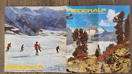 Riederalp Prospekt Sommer Winter Berge 1970er Jahre