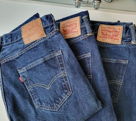 3 x Levi's 501 W31 L30, blau, getragen und gewaschen