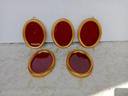 5er Set Ovale Holz Bilderrahmen Gold Vintage für 9 x 12 cm