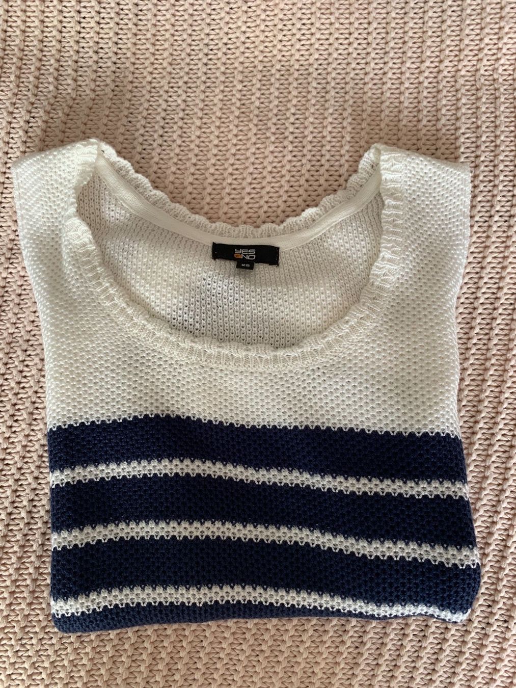 Maglioni & Felpe: Pull léger blanc à rayures bleus tricot – Usato da Montreux venduto da iizaa811 3