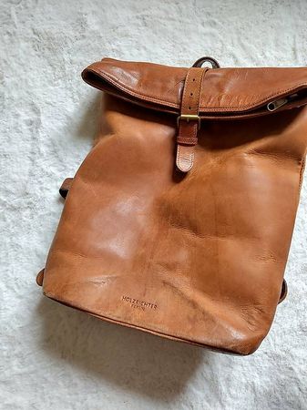 Holzrichter Berlin Rucksack Leder Rolltop  in Camel