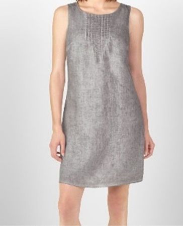 Street One Kleid Leinen Baumwolle Sommerkleid Rock L 42 grau