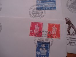 FDC Genfer Ämter,  um 1960, 7 Belege, inkl. 5.- Marke