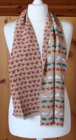 Schal Tuch beige - bunt zweiseitig