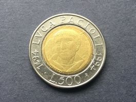 Sehr schöne 500 Lire Luca Pacioli 1994