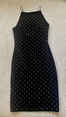 H&M Strass Glitzer Samt Velvet Kleid Dress Cocktail XS NEU