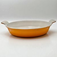 COUSANCE France Plat à gratin en fonte orange vintage