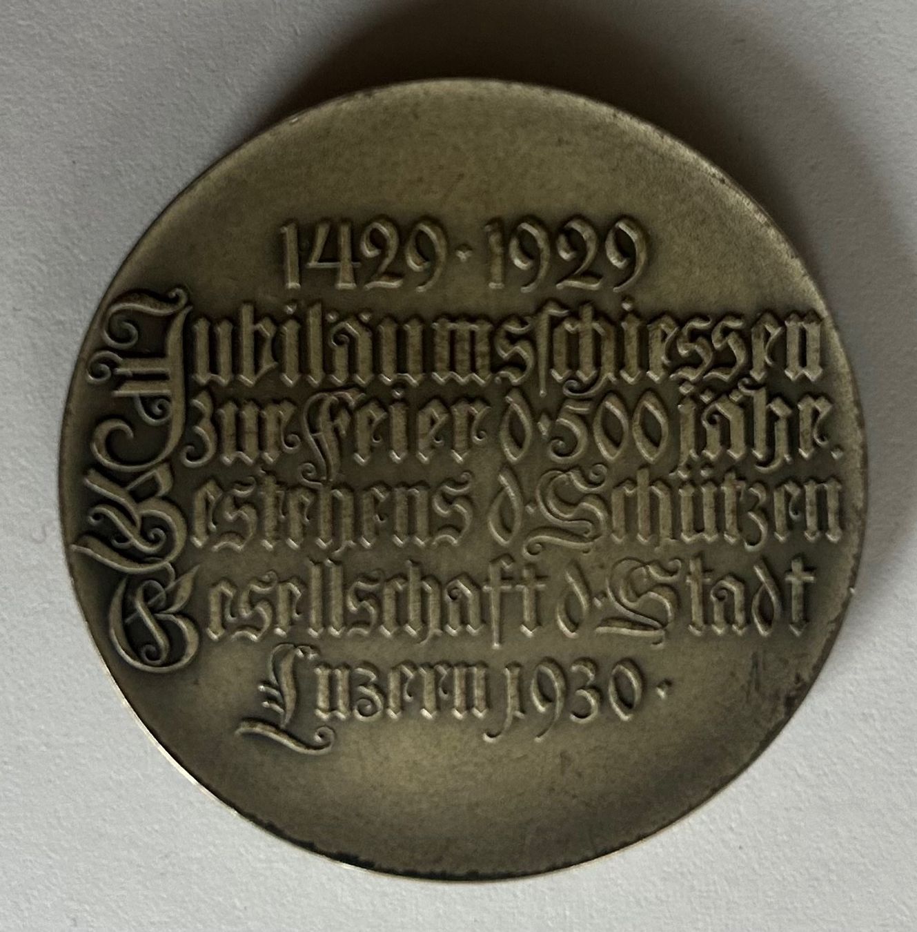 Medaillen: Jubiläumsschiessen Luzern 1930 – Gebraucht aus Gossau SG von Gallus00 1