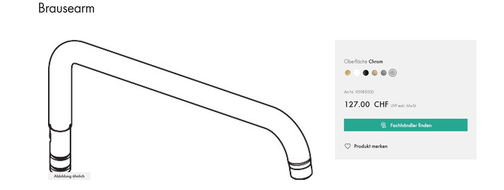 Hansgrohe Duschbrausen: 551 Hansgrohe Brausearm 95985000 – Neu und originalverpackt aus Derendingen von Meisterstuecke 1