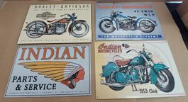 Plaque publictaire Moto, lot de 4 toles
