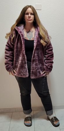 Trendige Kunstfelljacke, Lila, Grösse XL, Herbst/Winter