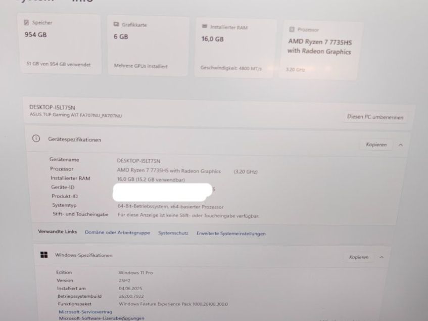 Asus Notebook: Gaming Asus TUF A17 1TB   Ab 400.Fr – Usato da Solothurn venduto da Electronic.3 5