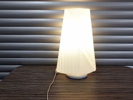 Tischlampe Vintage 70er weiß gestreift aus Glas mundgeblasen
