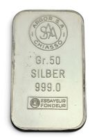 Argor SA Chiasso Silberbarren 50g Feinsilber 999 Vintage
