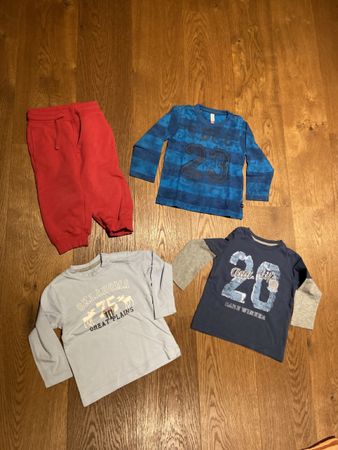 1x Trainerhosen & 3x Langarm Shirt Gr.92