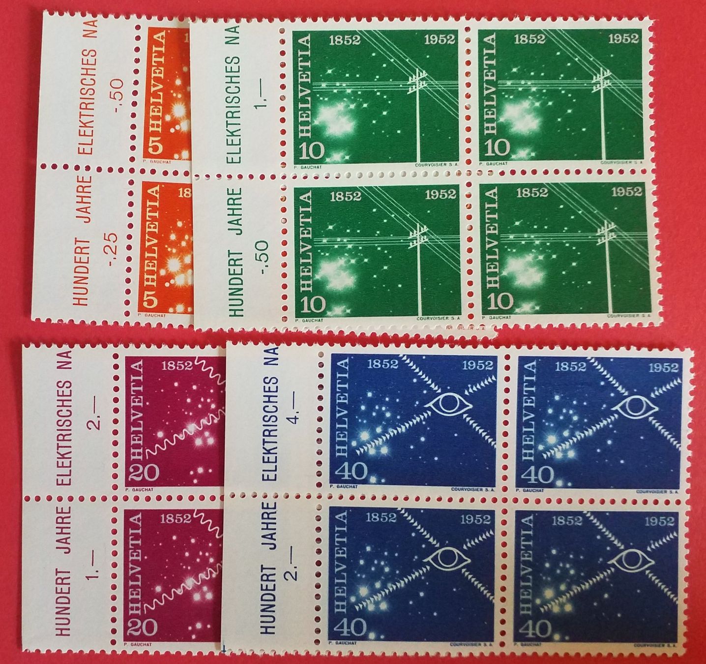 Tutti i francobolli: 1952 Satz Werbemarken ,  im 4-Block postfrisch Kt. 32.- – Nuovo (secondo la descrizione) da Baden venduto da Eggi