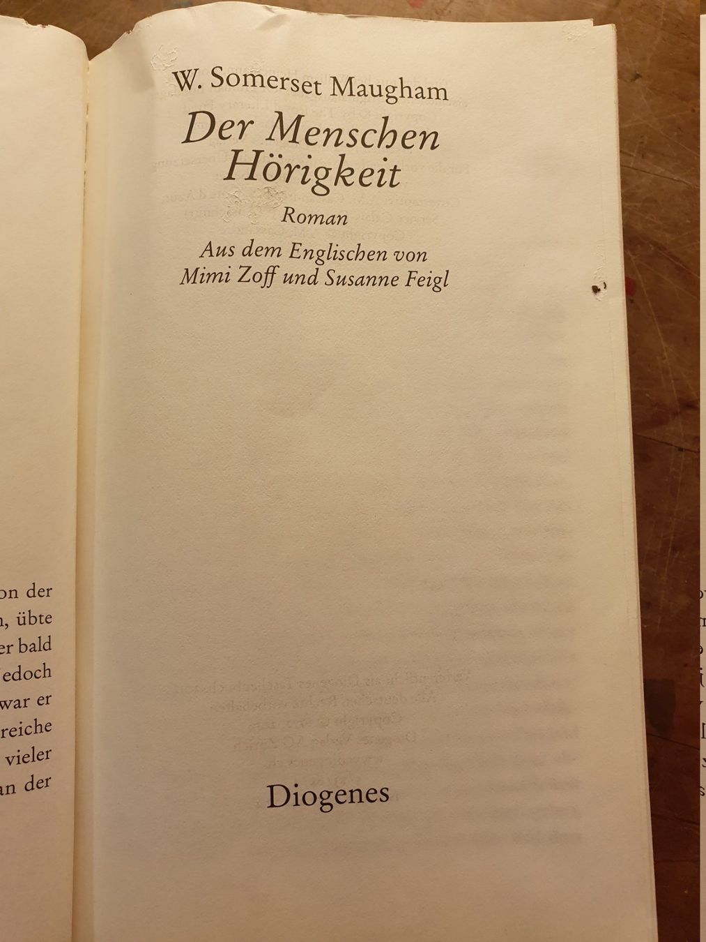 Libri: Der Menschen Hörigkeit - W. Somerset Maugham – Usato da Zürich venduto da loosebone 2