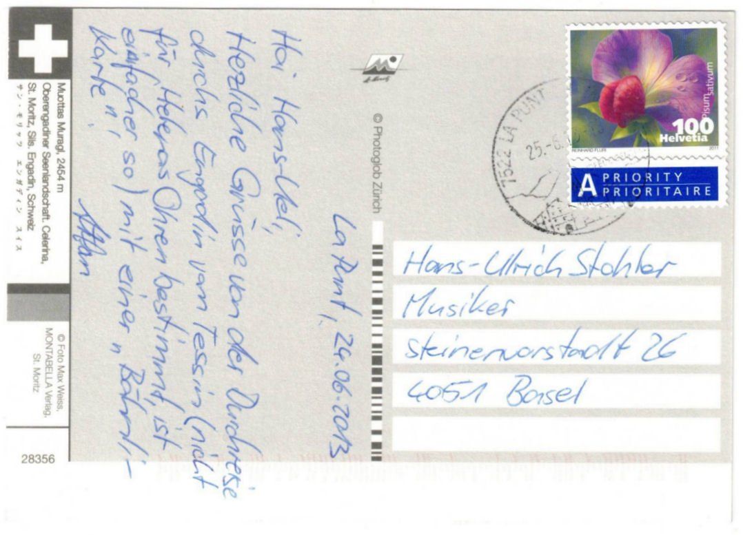 Cartoline postali: St. Moritz - Standseilbahn Muottas Muragl – Usato da Binningen venduto da Mountainrider 1