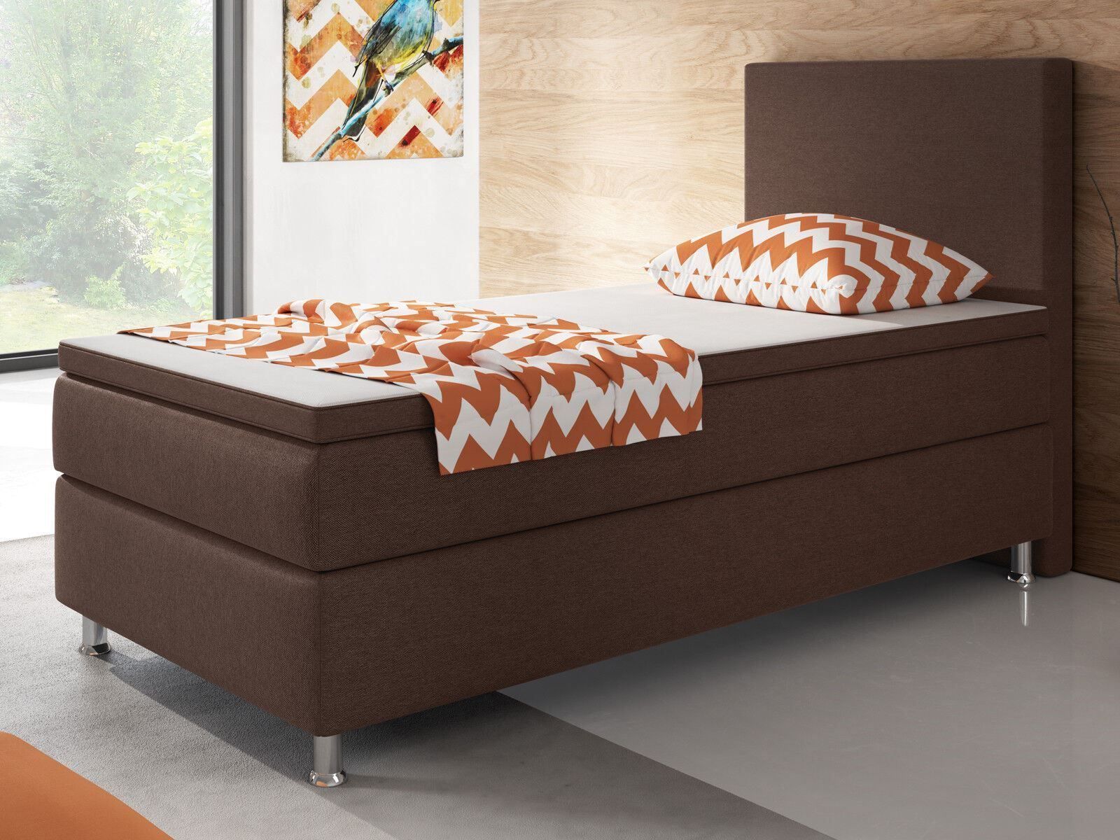 Betten: Boxspringbett 90x200 Braun Hotelbett Einzelbett Bett – Neu und originalverpackt aus Wallenwil von toesstal-vertrieb 2