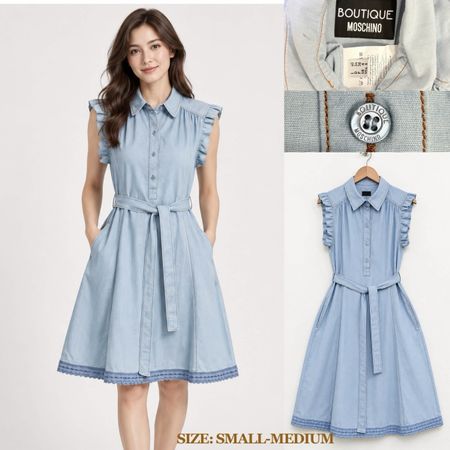 Moschino Cotton Blue Midi Dress