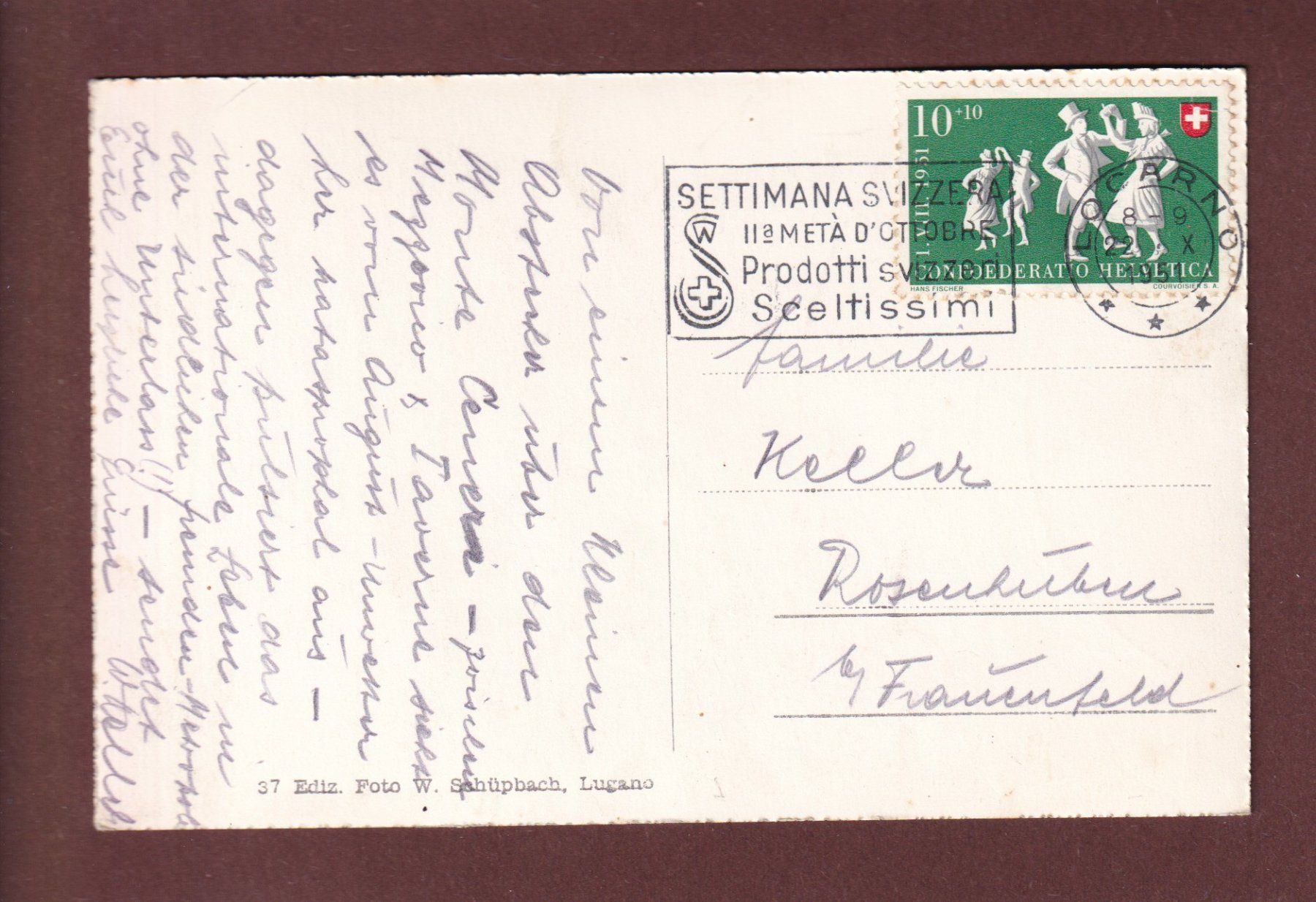 Ansichtskarten: LUGANO - Quai  - Nave - 1951 – Gebraucht aus Pully von nicecards 1