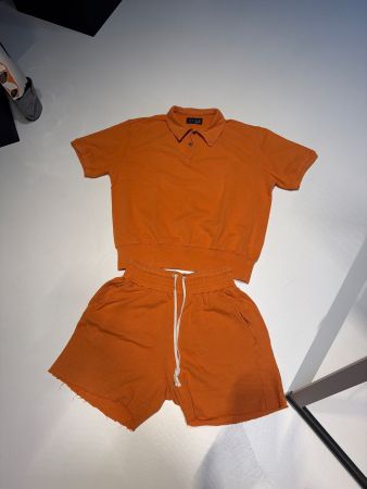 LES TIEN Polo Shirt und Shorts Orange Grösse M