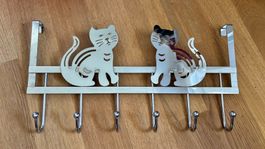 Türgarderobe mit Katzenmotiv 6 Haken Metall wie neu