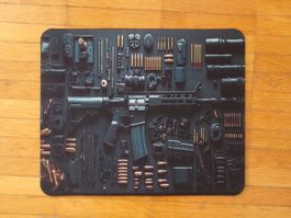 Maus Matte schwarz  Gewehr und Patronen    NEU