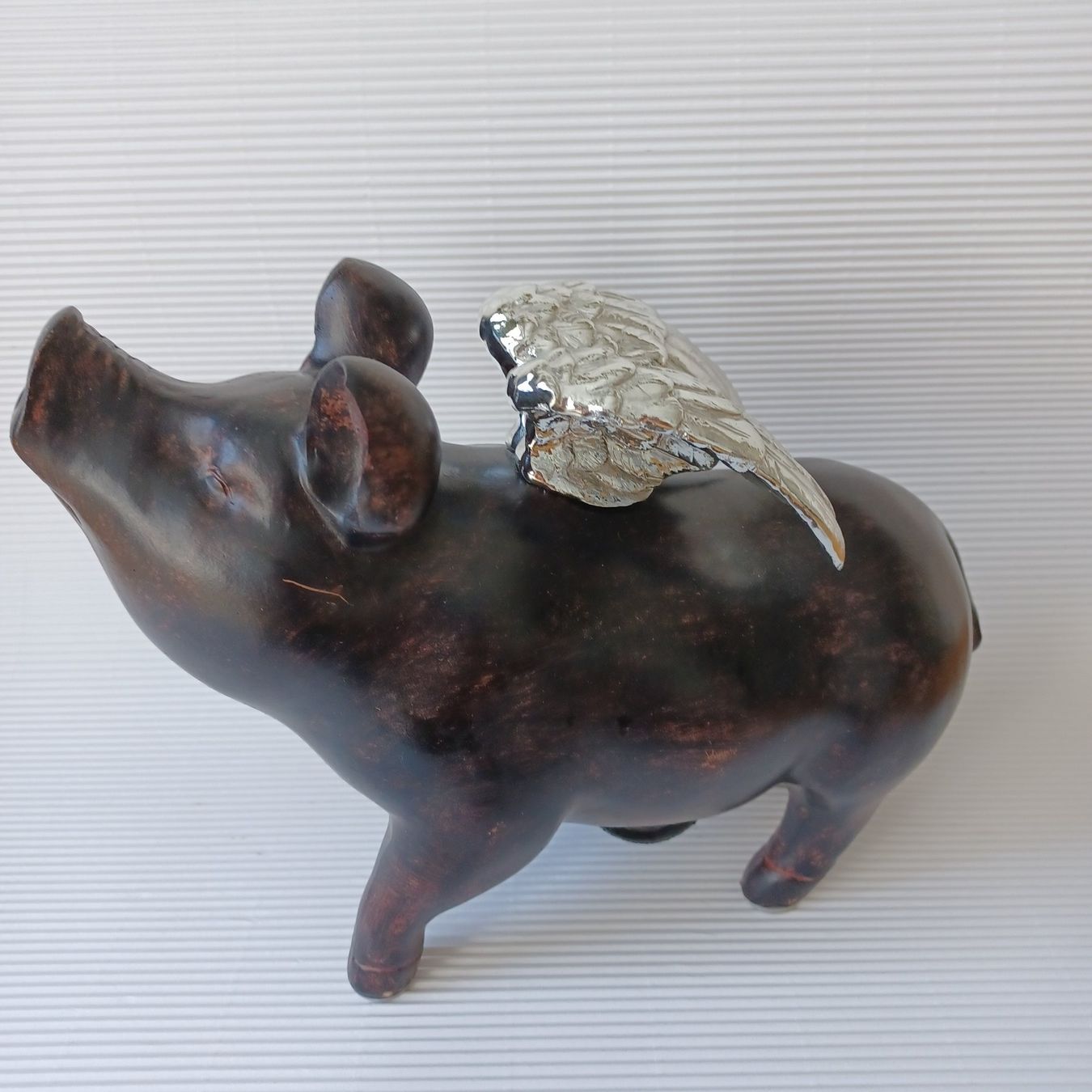 Salvadanai: SPARSCHWEIN. Holz mit SILBERFLÜGEL. – Usato da Zürich venduto da Bellabo 1